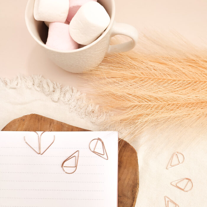 Trombones rose gold, un accessoire de papeterie indispensable