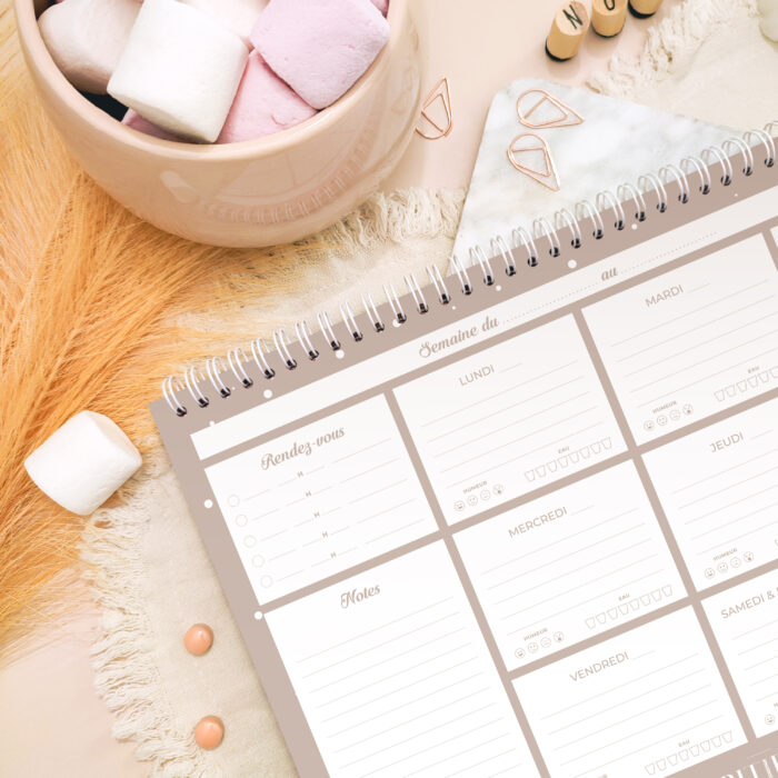 Organisateur de semaine cocooning - taupe intérieur