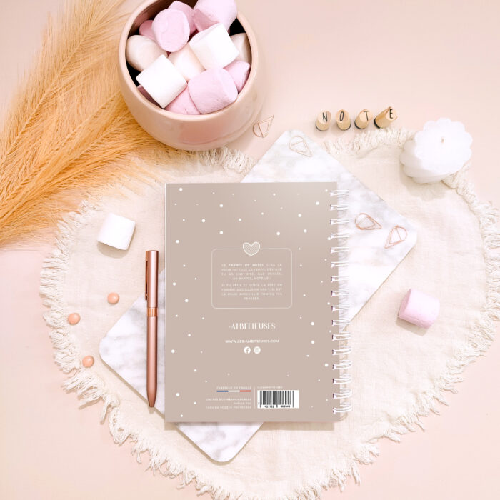Carnet de notes cocooning - taupe verso