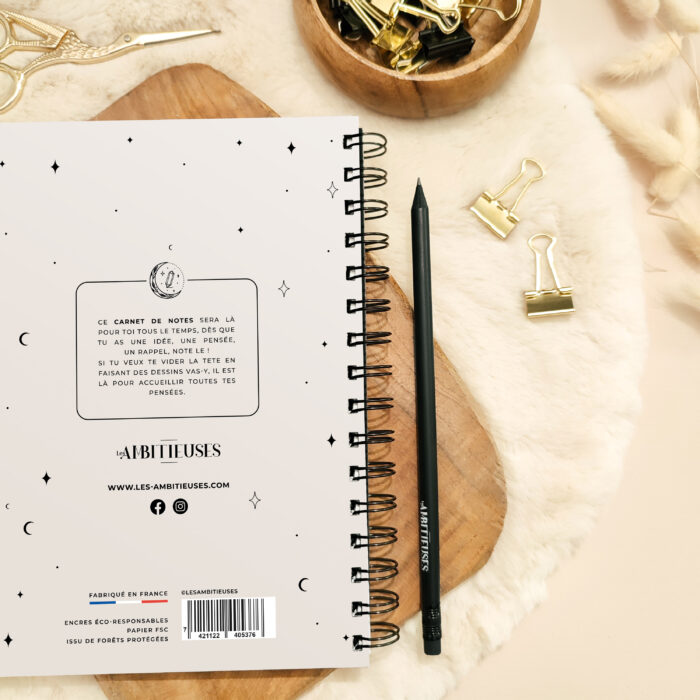 Carnet de notes la tête dans les étoiles beige verso