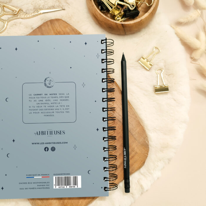Carnet de notes céleste - bleu verso