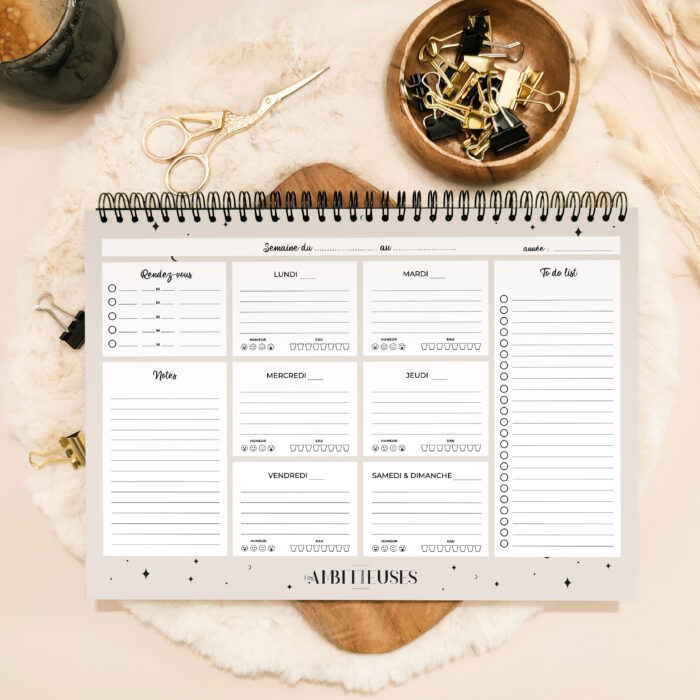 Organisateur de semaine céleste - beige intérieur