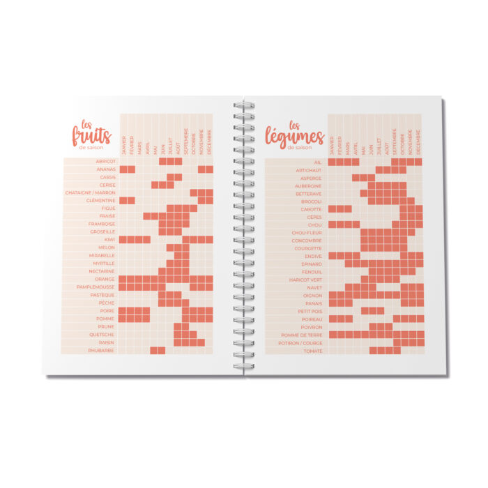 carnet de recettes vitamines calendrier fruits et légumes de saison