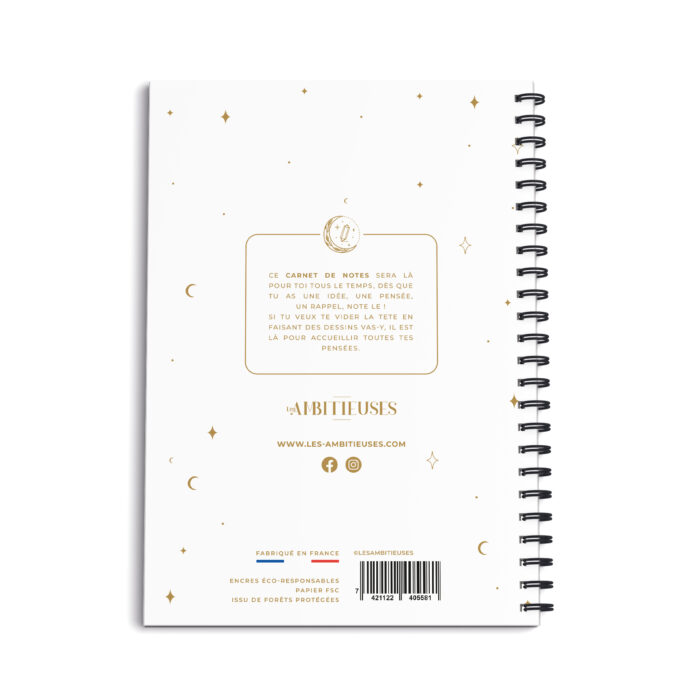 Carnet de notes céleste blanc verso fond blanc