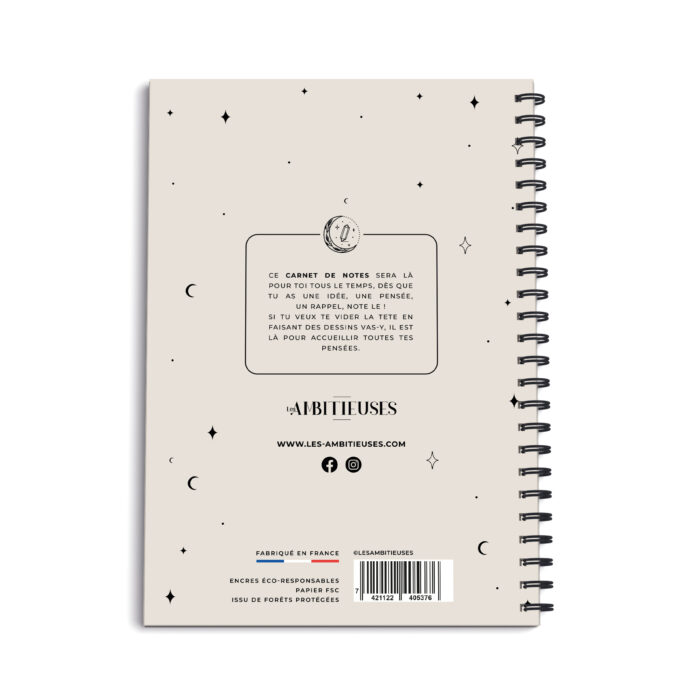 Carnet de notes céleste beige verso fond blanc