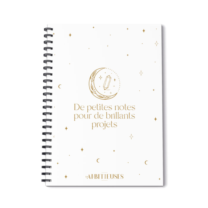 Carnet de notes céleste blanc couverture fond blanc
