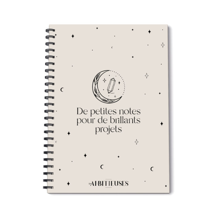Carnet de notes céleste beige couverture fond blanc