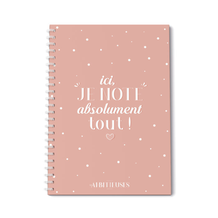 Carnet de notes cocooning rose recto fond blanc