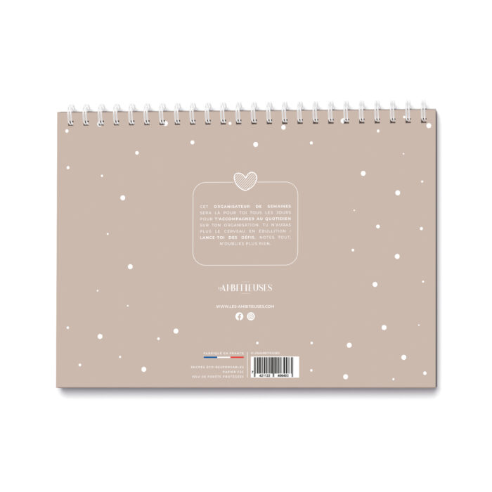Organisateur de semaine cocooning taupe verso fond blanc