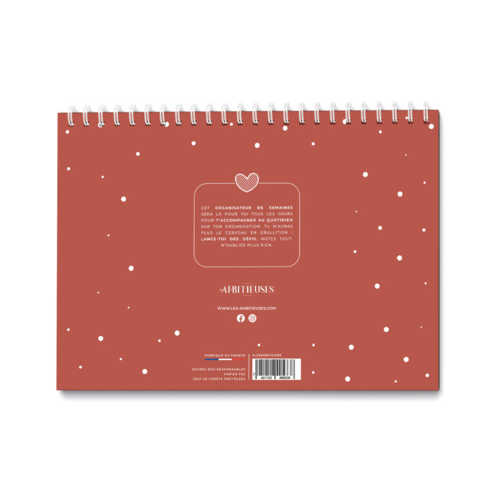 Organisateur de semaine cocooning terracotta verso fond blanc