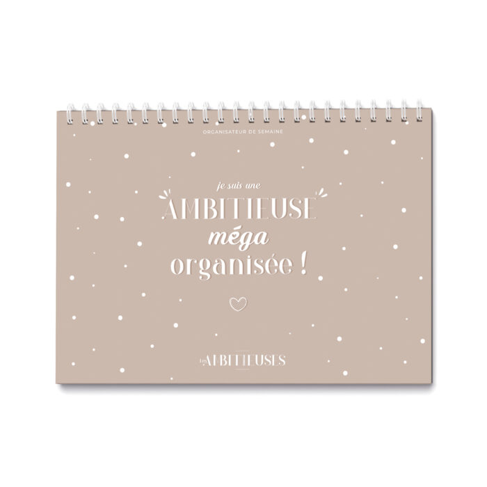 Organisateur de semaine cocooning taupe couverture fond blanc