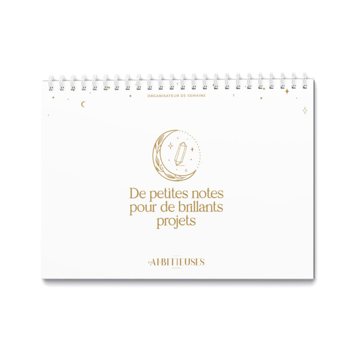 Organisateur semainier céleste blanc couverture fond blanc