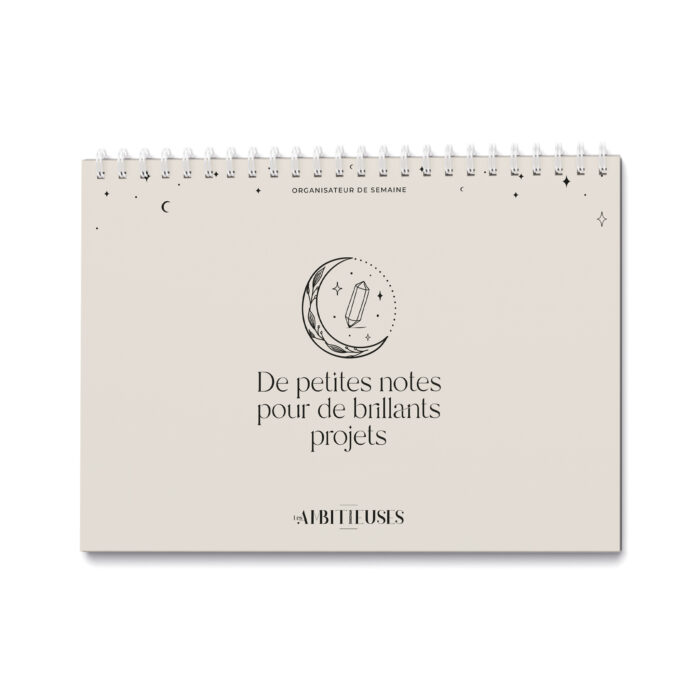 Organisateur semainier céleste beige couverture fond blanc