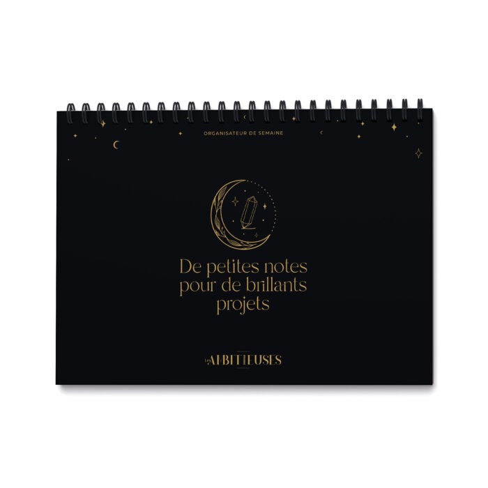 Organisateur semainier céleste noir couverture fond blanc