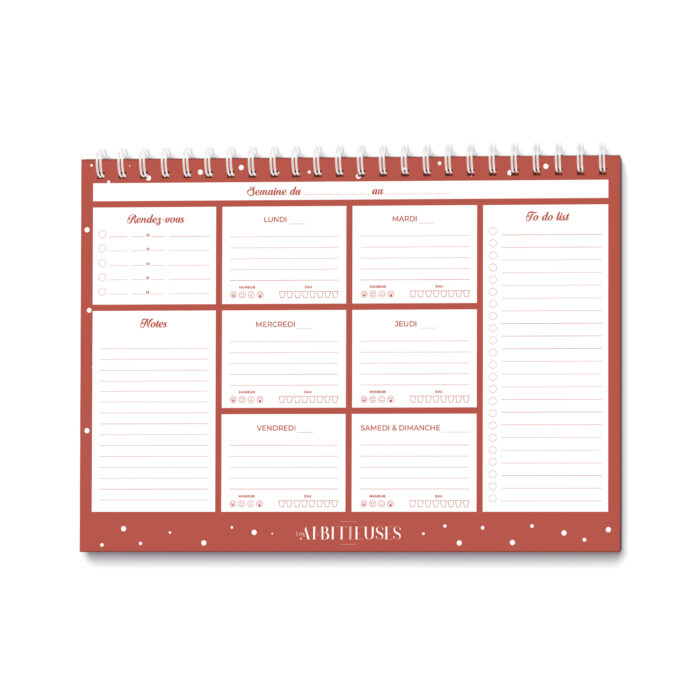 Organisateur de semaine cocooning terracotta intérieur fond blanc