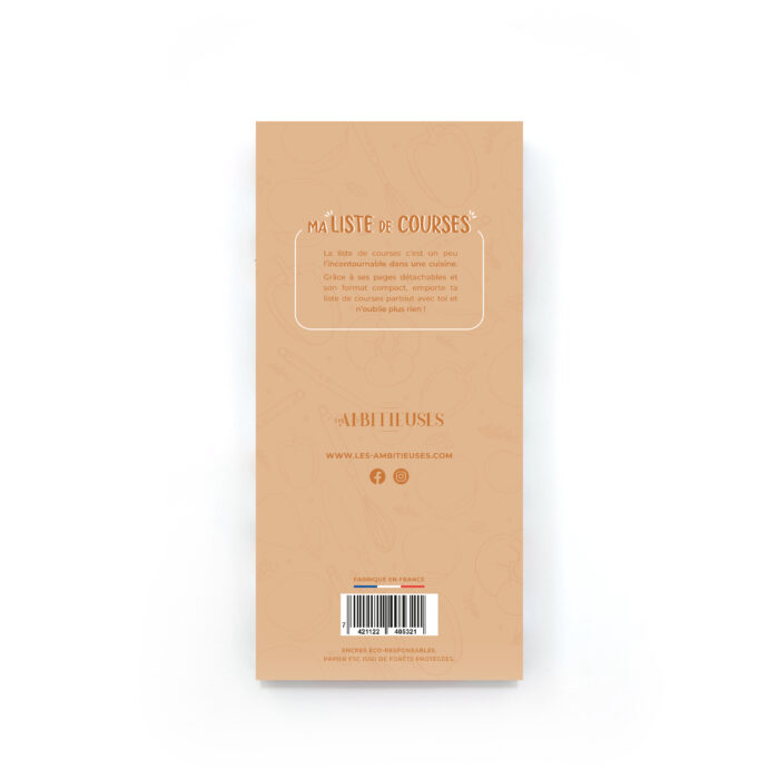 Liste de courses bloc gourmandises fond blanc verso
