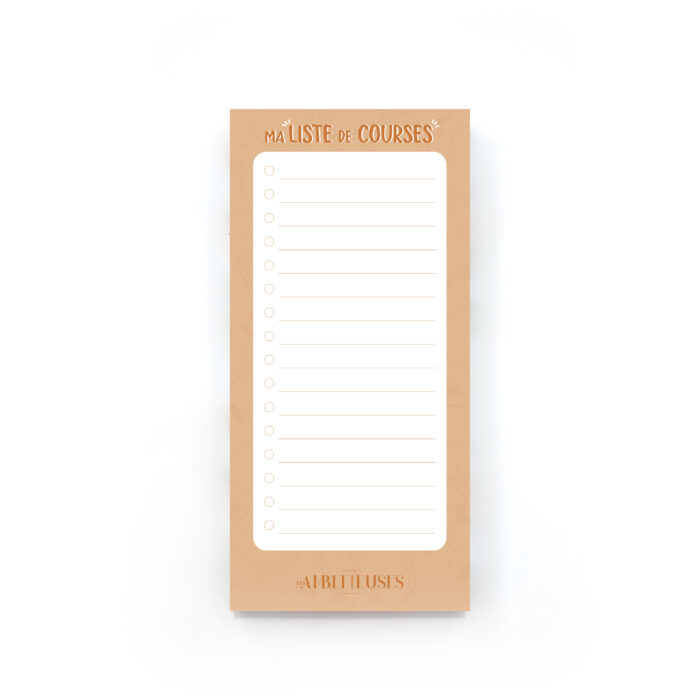Liste de courses bloc gourmandises fond blanc recto