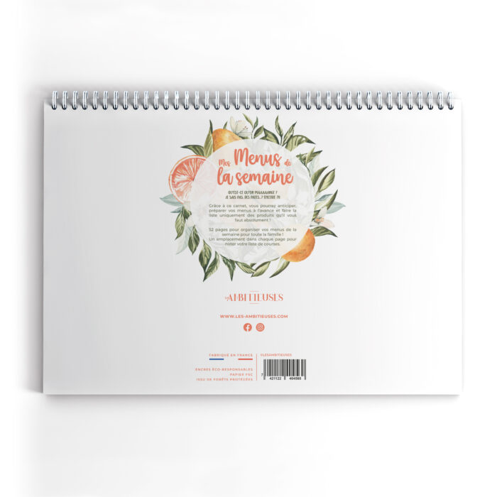 Menu de la semaine vitamines fond blanc verso