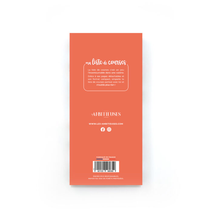 Liste de courses bloc vitamines fond blanc verso
