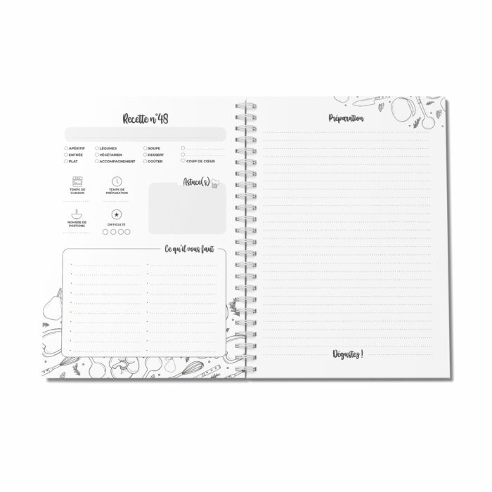 Cahier de recettes à remplir