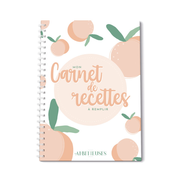 Carnet de recettes à remplir pêche recto fond blanc