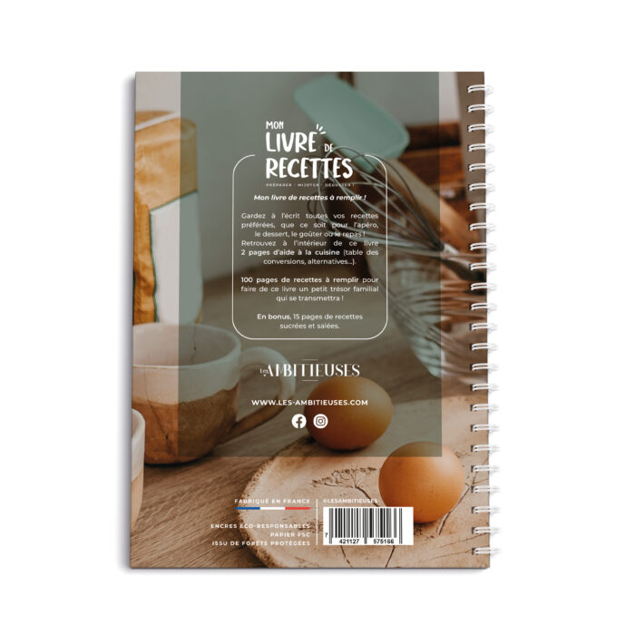 Livre de recettes bleu verso