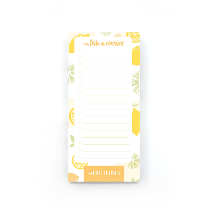Liste de courses bloc citron recto fond blanc