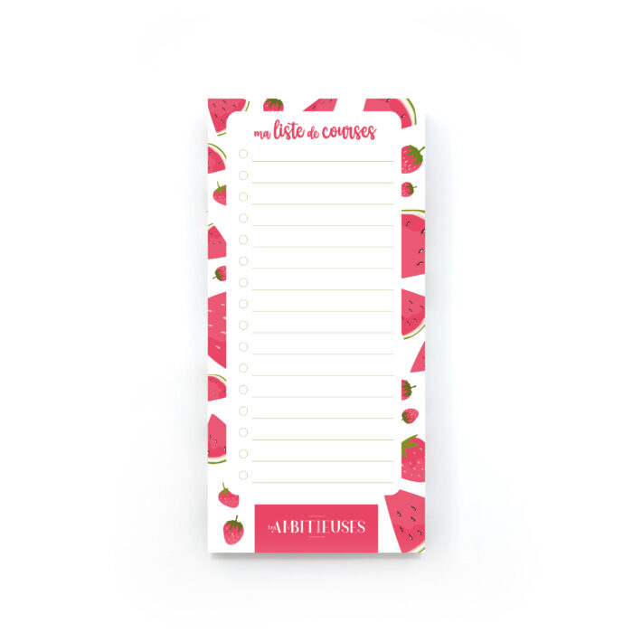 Liste de courses bloc pastèque recto fond blanc