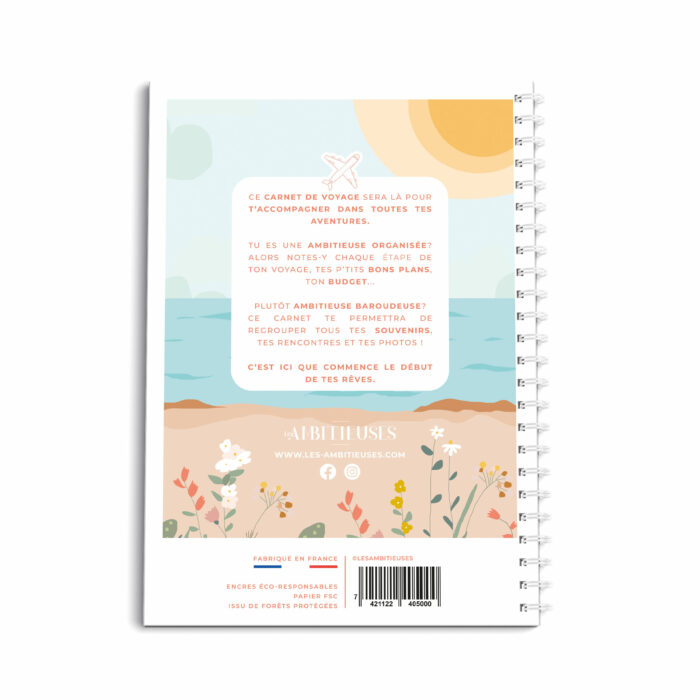 carnet de voyages adulte plage - dos de couverture