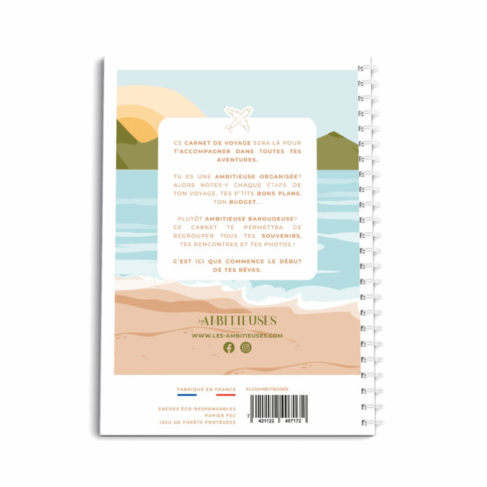carnet de voyages adulte sable - dos de couverture