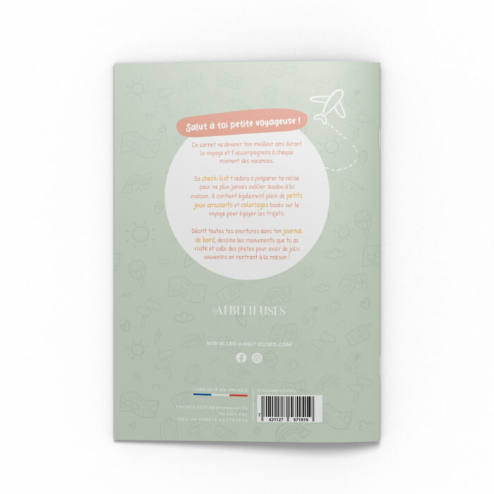 Carnet de la petite voyageuse bleu - dos couverture