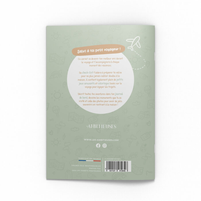 Carnet du petit voyageur sauge - dos couverture