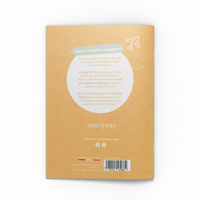 Carnet de la petite voyageuse orange - dos couverture